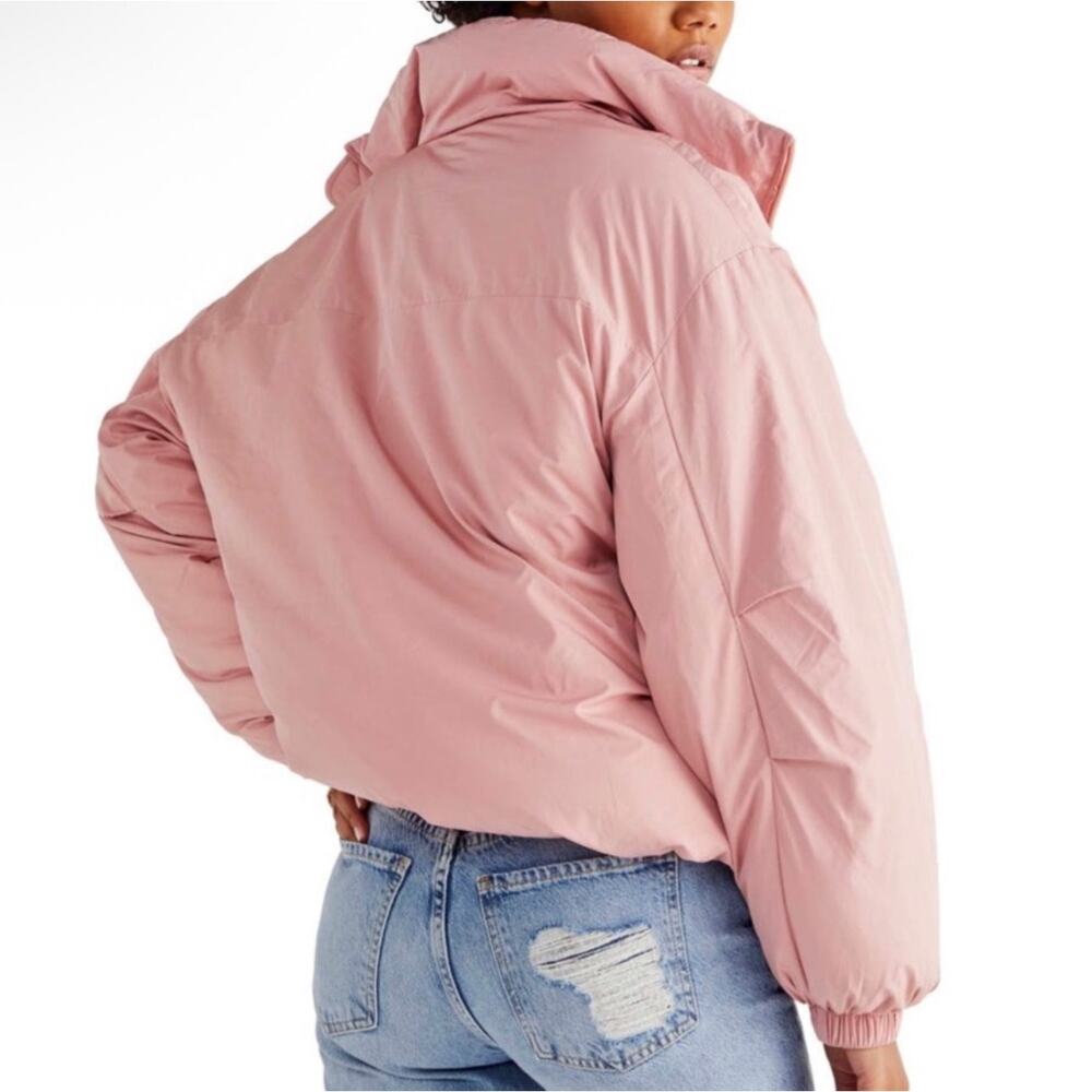 FREE PEOPLE x WE THE FREE Women’s Pink Duvet Puffer Bomber Jacket - Picture 2 of 7